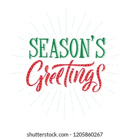 Season's Gretings. Merry Christmas vector text Calligraphic Lettering design card template. Creative typography for Holiday Greeting Gift Poster. Calligraphy Font style Banner.