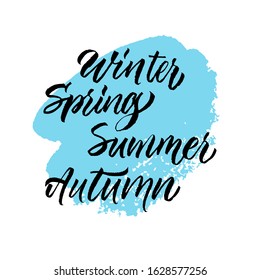 Seasons hand drawn brush calligraphy. Banner for social media. Vector isolated typography design element for cards, posters and print. 
