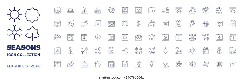 Seasons icon collection. Thin line icon. Editable stroke. Editable stroke. Seasons icons for web and mobile app.