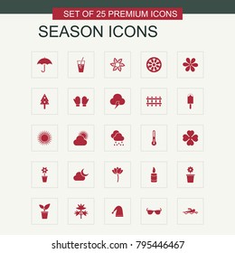 Seasons icons set red