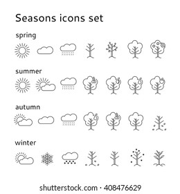 Seasons icons set: spring, summer, autumn, winter