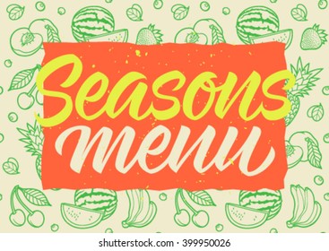 seasons menu calligraphy, fruit pattern