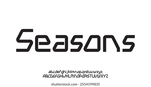 Seasons, modern letter font and tech typeface. Minimal Alphabet set. Creative fonts Logo design for Business.
