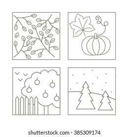 Seasons, painted lines. For use in a web. As an illustration, signs and symbols. Vector. Isolated.