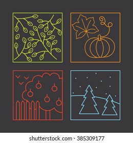 Seasons, painted lines. For use in a web. As an illustration, signs and symbols. Vector. Isolated.