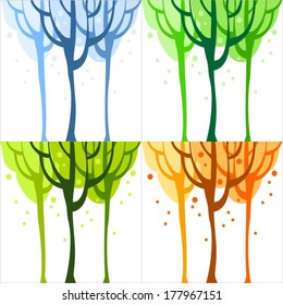 Seasons set in different colors on a white background