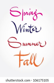 seasons - spring, winter, summer, fall - original handwritten calligraphy for your logo, website, package or advertisement