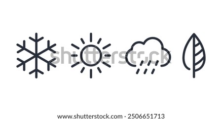 Seasons Summer, Winter, Spring, and Autumn icons. Weather icon vector illustration