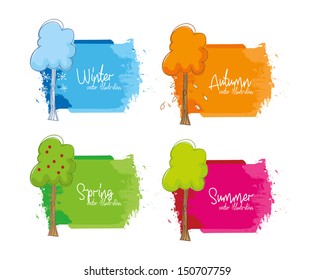 seasons trees design over white background vector illustration   