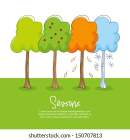 seasons trees design over white background vector illustration  
