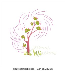 Seasons, trees in different periods. Vector illustration, concept of change of seasons. Spring Summer Autumn Winter.