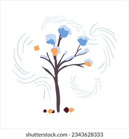 Seasons, trees in different periods. Vector illustration, concept of change of seasons. Spring Summer Autumn Winter.