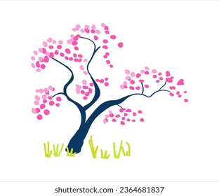 Seasons, trees in different periods. Vector illustration, concept of change of seasons. Spring Summer Autumn Winter.