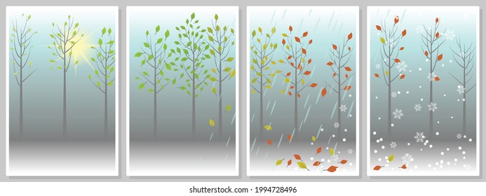 seasons - trees in spring, summer, autumn and winter -
- wall art vector set, for wall art, poster, wallpaper, print
