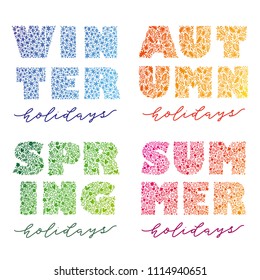 seasons. Vector calligraphy lettering for poster or print. Hand drawn letters.  typographic inscription for your design. 