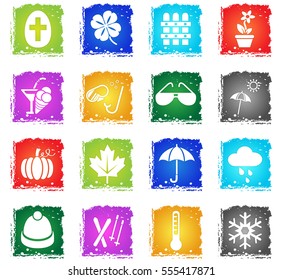 seasons web icons in grunge style for user interface design