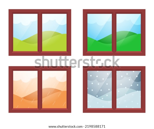 Seasons Seasons Window Spring Summer Autumn Stock Vector (Royalty Free ...