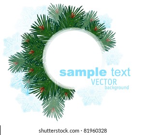Razones. Invierno. Marco vectorial de Navidad hecho de ramas de pino.