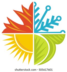 Seasons. Winter, spring, summer and autumn. Abstract nature sign. Vector illustration.