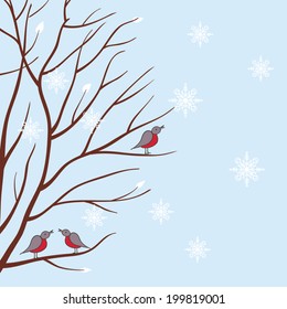 Seasons. Winter tree. Vector illustration. 