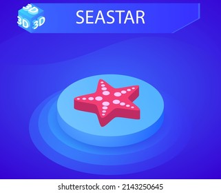 Seastar isometric design icon. Vector web illustration. 3d colorful concept