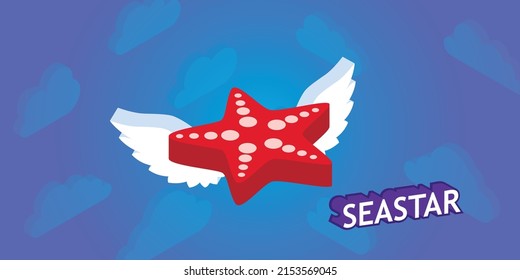 Seastar isometric design icon. Vector web illustration. 3d colorful concept