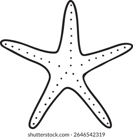 Seastar outline vector illustration Hand-drawn art line Great for coloring book, greeting cards, educational material, kids party invitations	