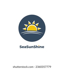 SeaSunShine - Depicts a sunset and sunshine icon vector design template, symbolizing the sun and a field in a logo.