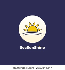 SeaSunShine - Sunset and sunshine icon vector design template. Sun and field symbol or logo.