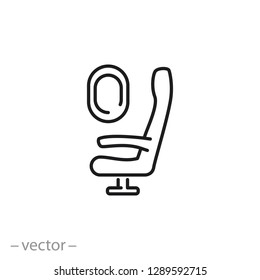 Seat Airplane With Window Icon, Aircraft Flight Linear Sign On White Background - Vector Illustration Eps10