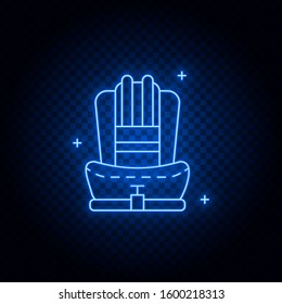 seat, baby, car neon icon. Blue neon vector icon. Transparent background.