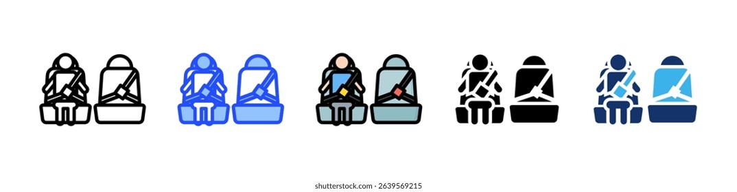 Seat Belb Icon Collection With Multiple Styles