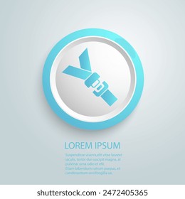 Seat belt blue icon, badge, vector illustration sign in flat