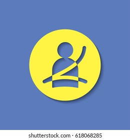 Seat belt fasten remind vector hmi dashboard flat icon