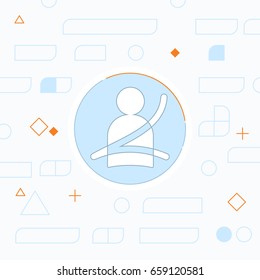 Seat belt fasten remind vector hmi dashboard flat icon