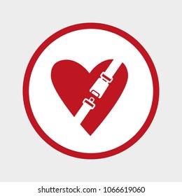 Seat Belt And Heart. Click And Save The Life Logo.