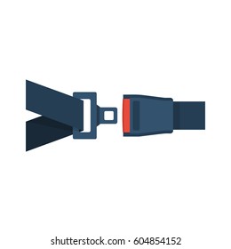 Seat Belt Icon Isolated On White Background. Safety Of Movement On Car, Airplane. Vector Illustration Flat Design. Protection Driver And Passengers. Fastened Buckle Symbol.