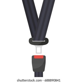 Seat belt icon. Safety of movement on car, airplane. Belt car accident silhouette vehicle insurance. Protection driver and passengers. Flat design. Vector illustration