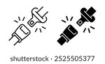 Seat belt icon. Safety seat belt vector illustration. Fasten your seat belt sign. Safety transportation pictogram. Driver protection strip with buckle isolated concept.