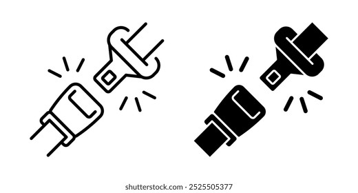 Ícone do cinto de segurança. Ilustração do vetor do cinto de segurança. Aperte o sinal do cinto de segurança. Pictograma do transporte de segurança. Faixa de proteção do condutor com fivela conceito isolado.