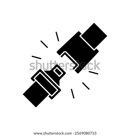 Seat belt icon. Safety seat belt vector illustration. Fasten your seat belt sign. Safety transportation pictogram. Driver protection strip with buckle isolated concept.