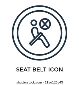 Seat belt icon vector isolated on white background, Seat belt transparent sign , line symbol or linear element design in outline style