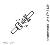 Seat belt line icon. Simple outline style. Seatbelt, safety, car, fasten, buckle, linear, logo, plane, precaution concept. thin line symbol isolated on white background, eps 10 vector illustration