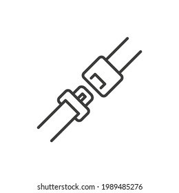 Seat belt line icon. Simple outline style. Seatbelt, safety, car, fasten, buckle, linear, logo, plane, precaution concept. Vector illustration isolated on white background. Thin stroke EPS 10.