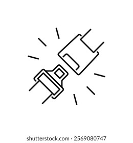 Seat belt line icon. Simple outline style. Seatbelt, safety, car, fasten, buckle, linear, logo, plane, precaution concept. Vector illustration isolated on white background.