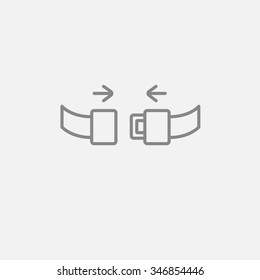Seat belt line icon for web, mobile and infographics. Vector dark grey icon isolated on light grey background.