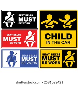 Seat Belt Must be worn, sticker vector