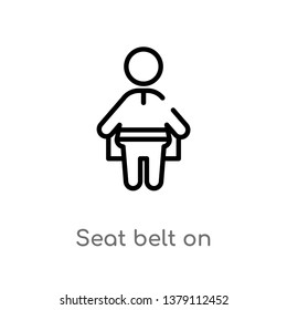 seat belt on vector line icon. Simple element illustration. seat belt on outline icon from people concept. Can be used for web and mobile