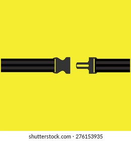 Seat belt on yellow background vector isolated. Safety belt symbol, security belt sign.