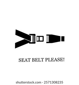 Seat Belt Please.Seat belt icon set. Simple flat style.Flat symbol isolated on white background. Seatbelt, safety, car, fasten, buckle, logo, plane. precaution concept. Car safety belt icon vector.